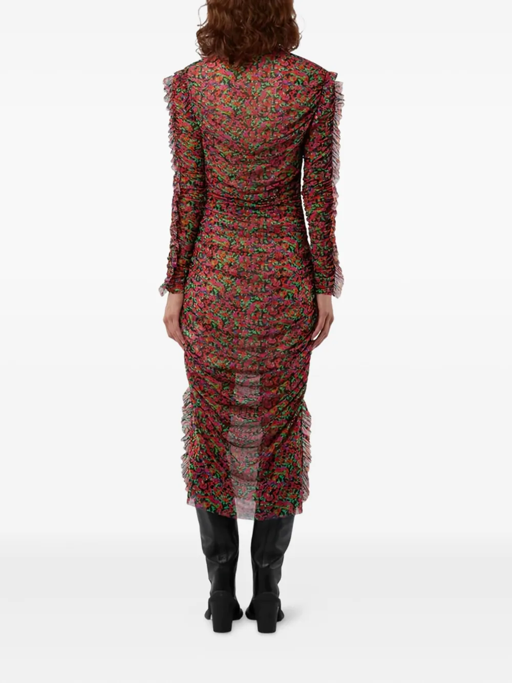 MSGM floral-print midi dress Zwart