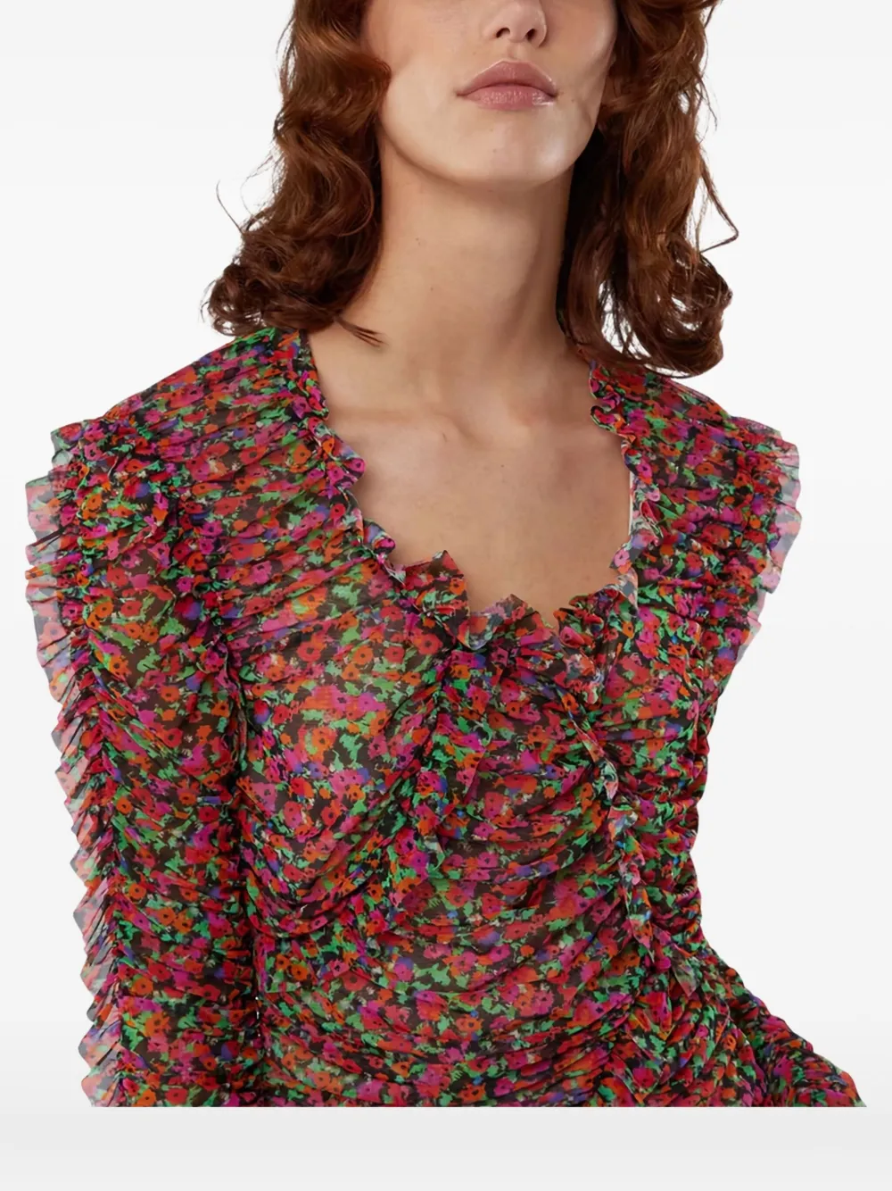 MSGM floral-print midi dress Zwart