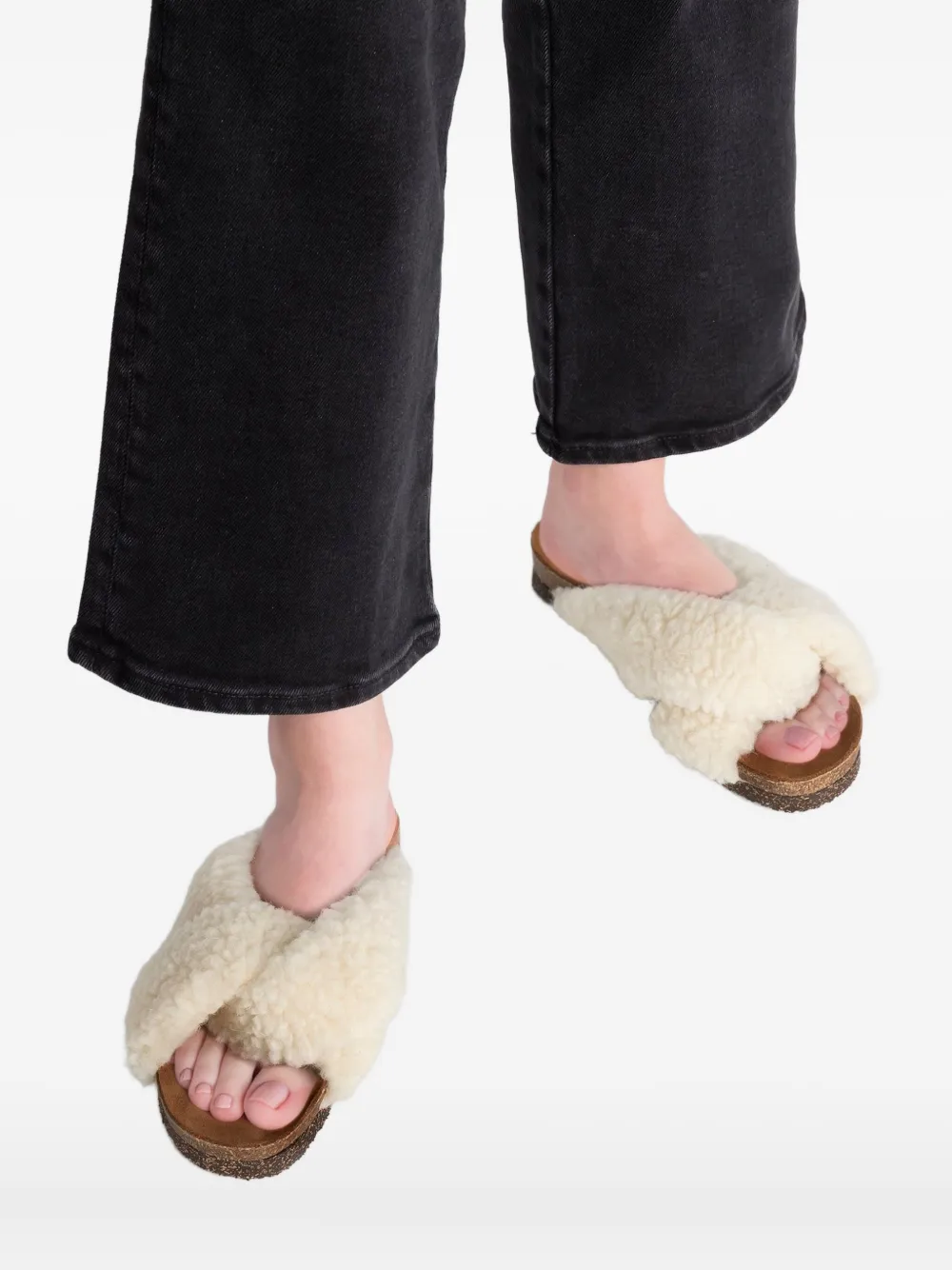 Flattered Lou Teddy Flat Sandals In Neutral
