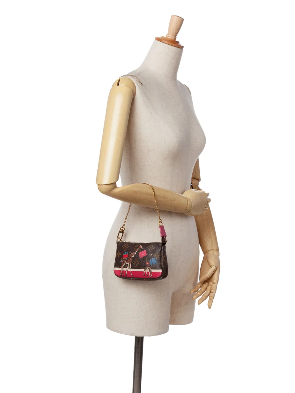Pre-owned Louis Vuitton 2017 Monogram Giraffe Christmas Mini Pochette Accessoires Handbag In Brown