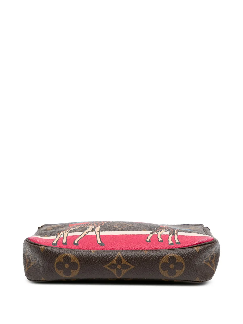 Pre-owned Louis Vuitton 2017 Monogram Giraffe Christmas Mini Pochette Accessoires Handbag In Brown