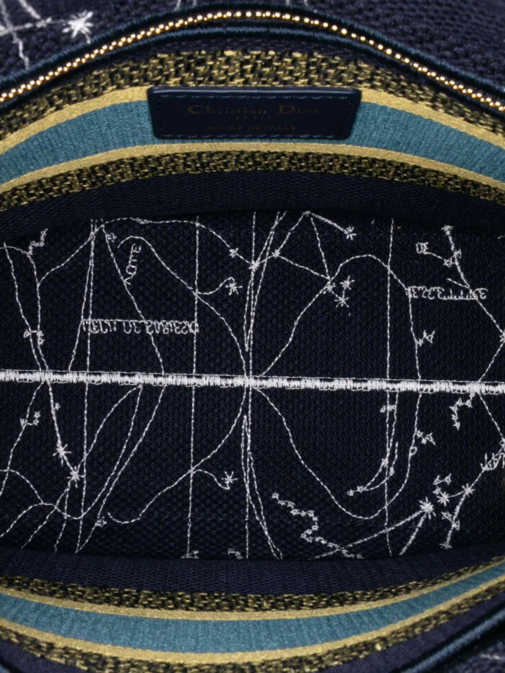 Pre-owned Dior 2021 Medium Canvas Embroidered Zodiac Lady D Lite Satchel