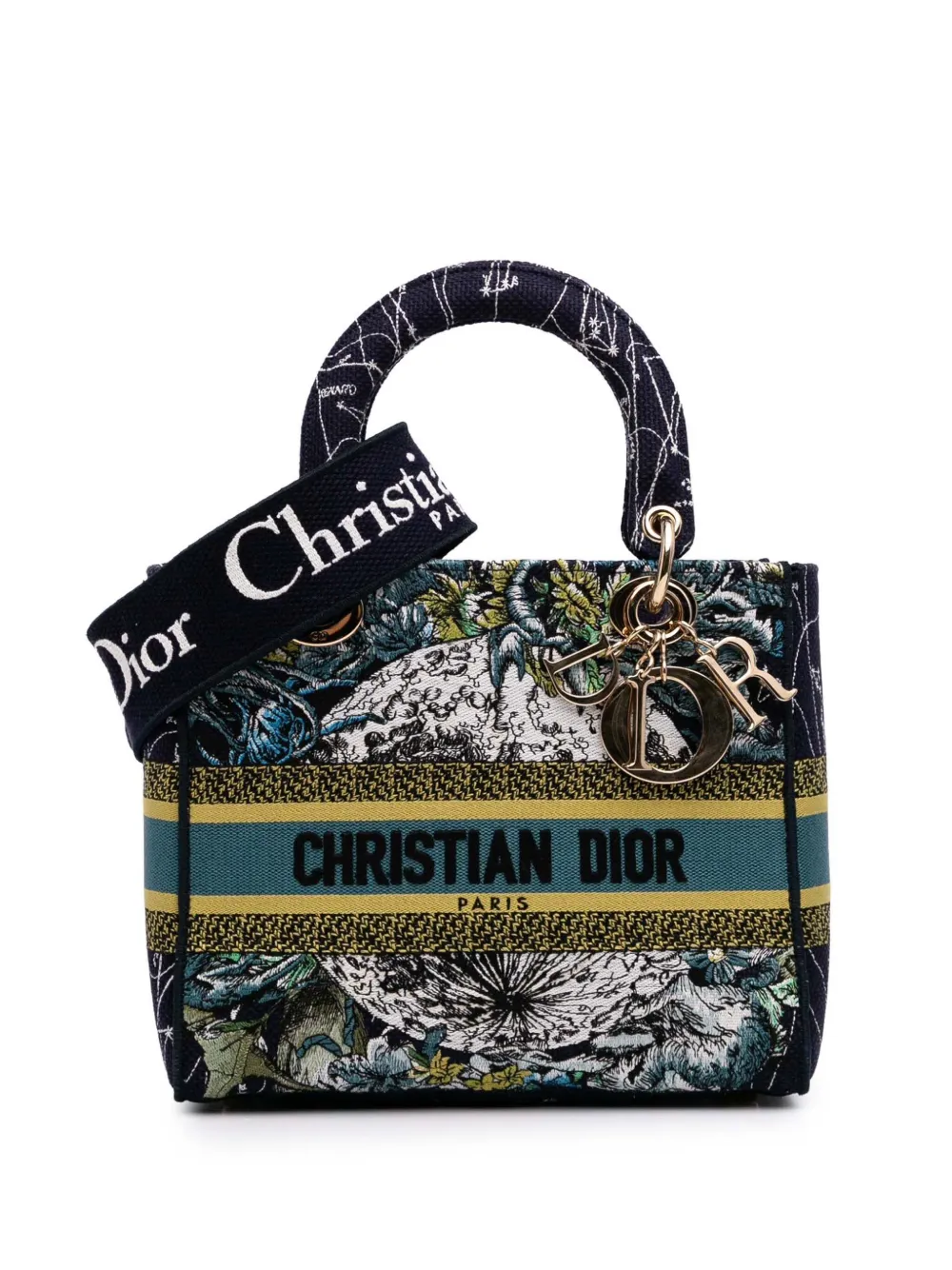 Christian Dior Pre-Owned 2021 Medium Canvas Embroidered Zodiac Lady D Christian Dior Pre-Owned 2021 Medium Canvas Embroidered Zodiac Lady D