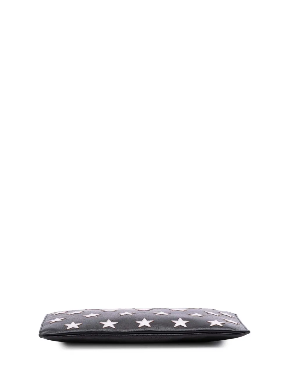 Pre-owned Saint Laurent 2016 Leather Star Rider Ipad Pouch Clutch Bag In Black