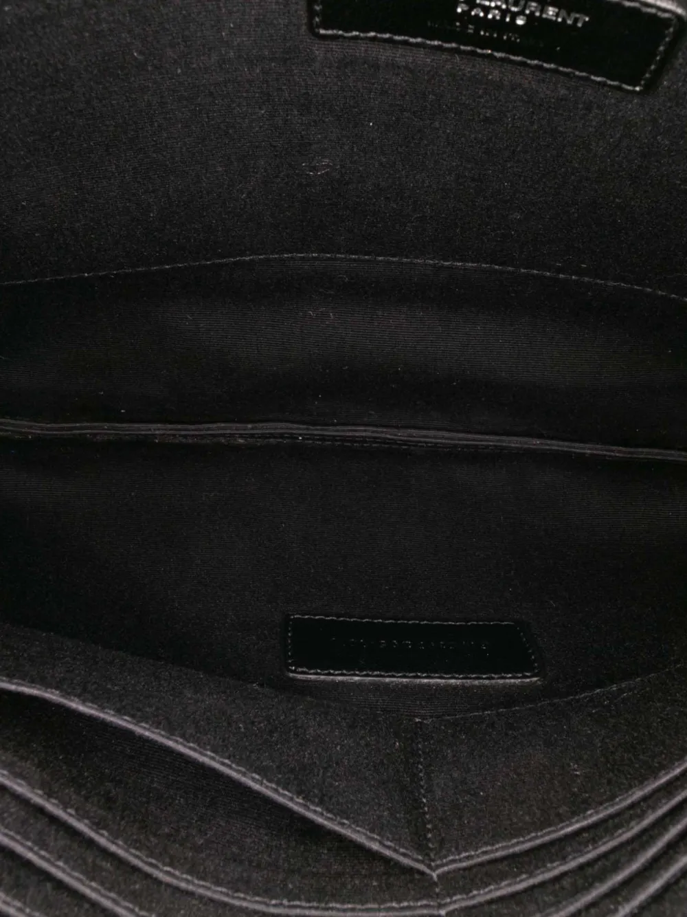 Pre-owned Saint Laurent 2016 Leather Star Rider Ipad Pouch Clutch Bag In Black