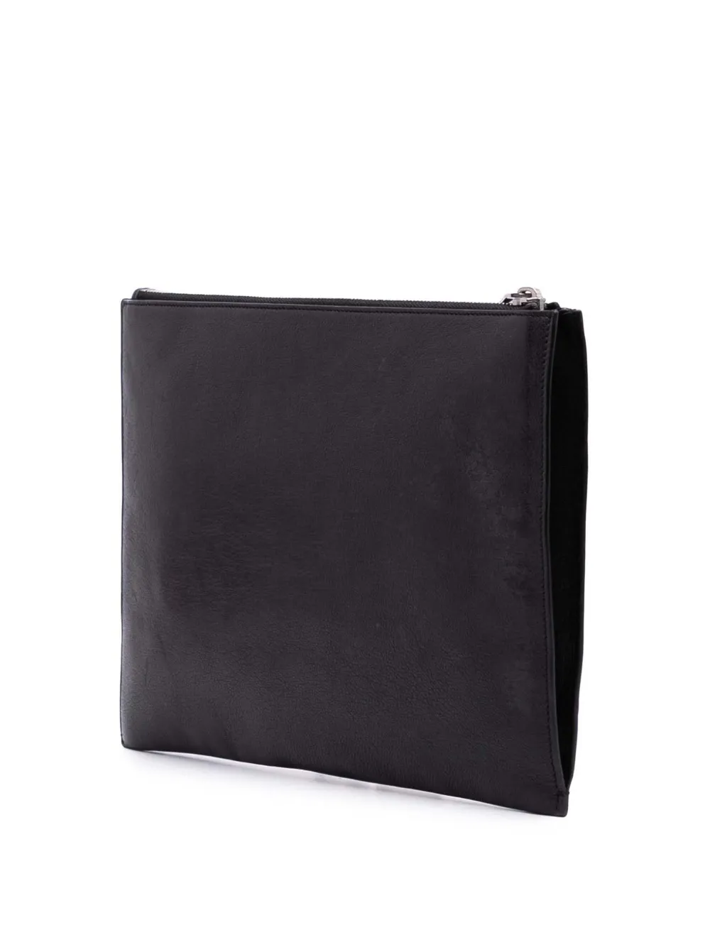 Pre-owned Saint Laurent 2016 Leather Star Rider Ipad Pouch Clutch Bag In Black