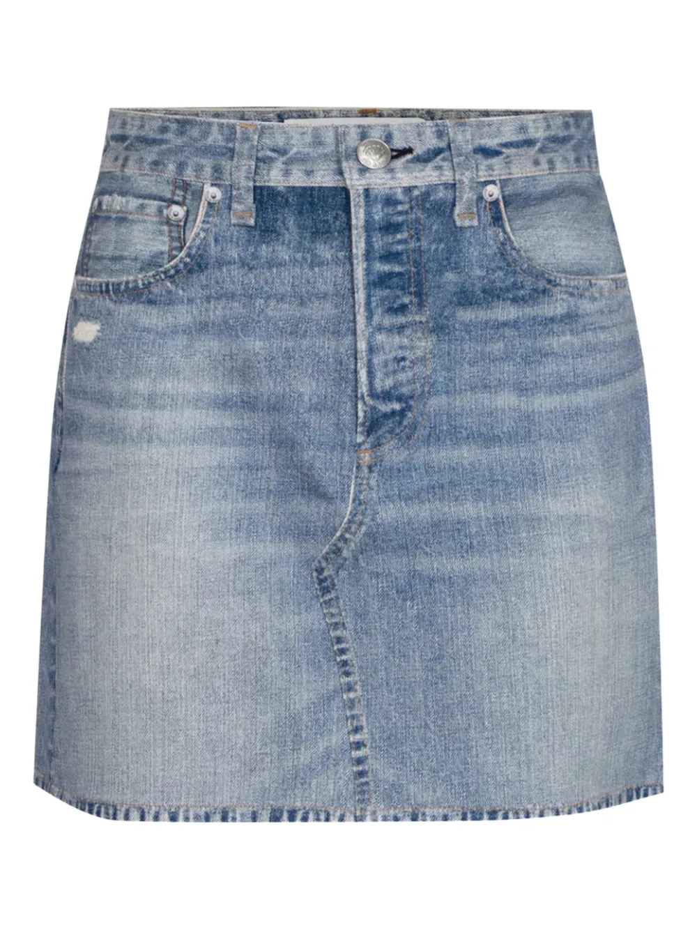 rag & bone stretch-cotton distressed denim skirt | Blue | Image 1