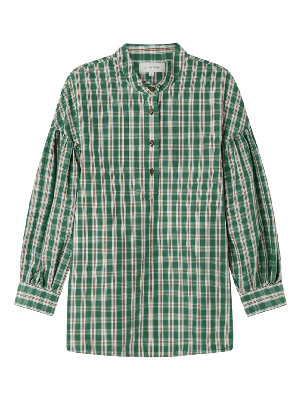 Lee Mathews Gordon checked balloon-sleeve shirt - Groen