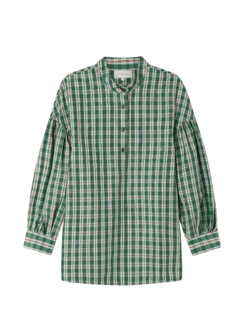 Lee Mathews Gordon checked balloon-sleeve shirt