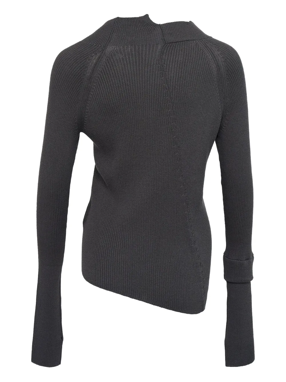 Y's Asymmetric Ribbed-knit Cardigan In Gray