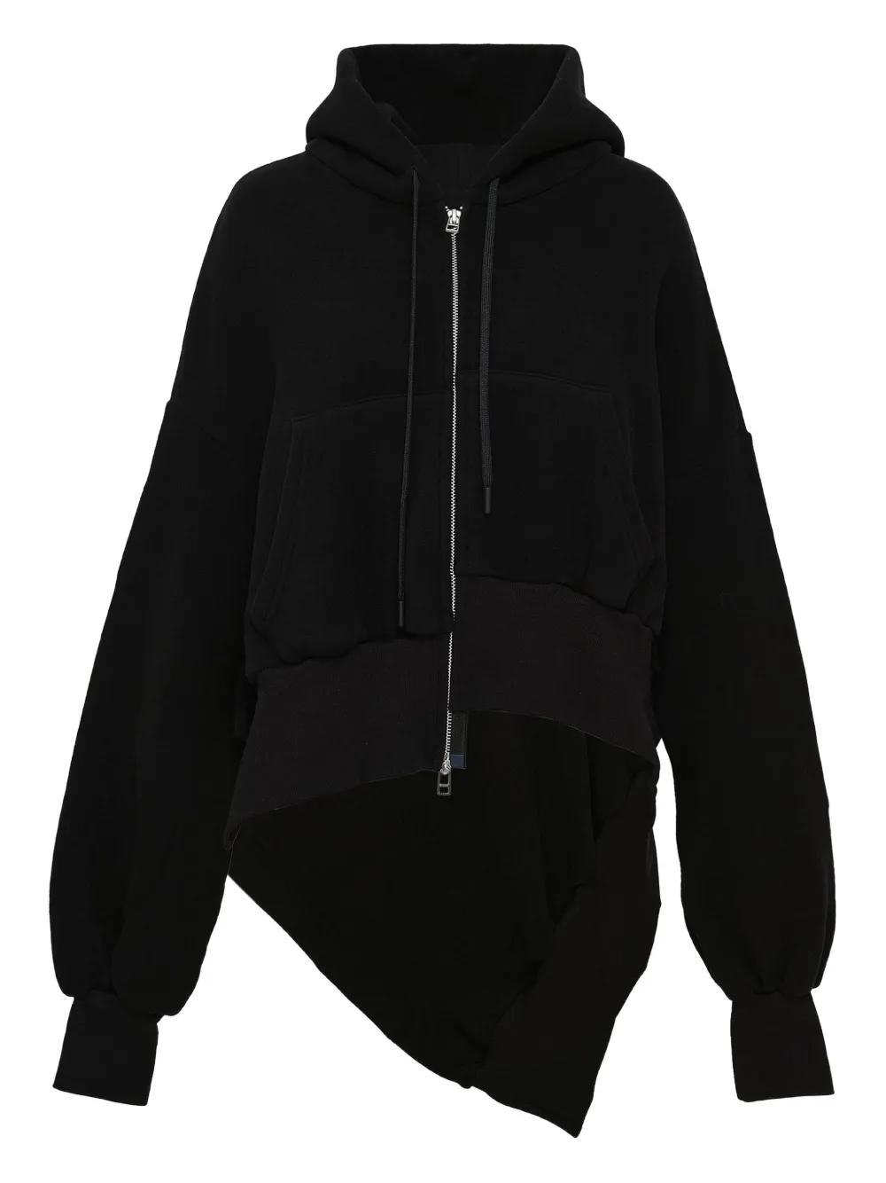 Yohji Yamamoto Asymmetrical Zip-up Hooded Jacket In Black