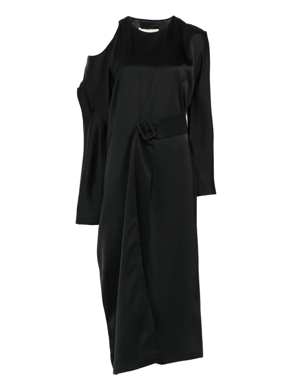 asymmetrical belted dress
