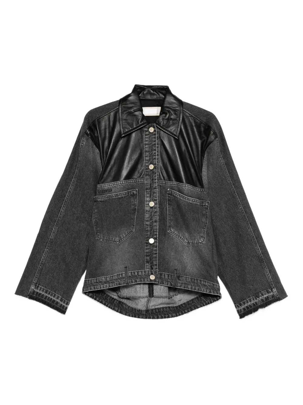 leather-panel denim jacket