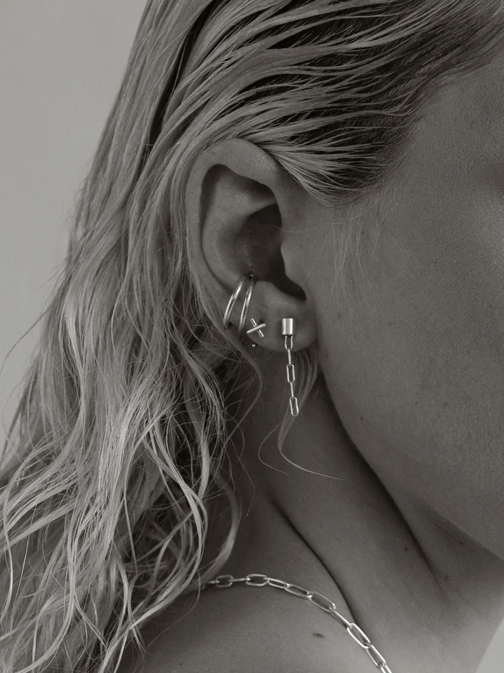 NO MORE five-link chain earrings - Zilver