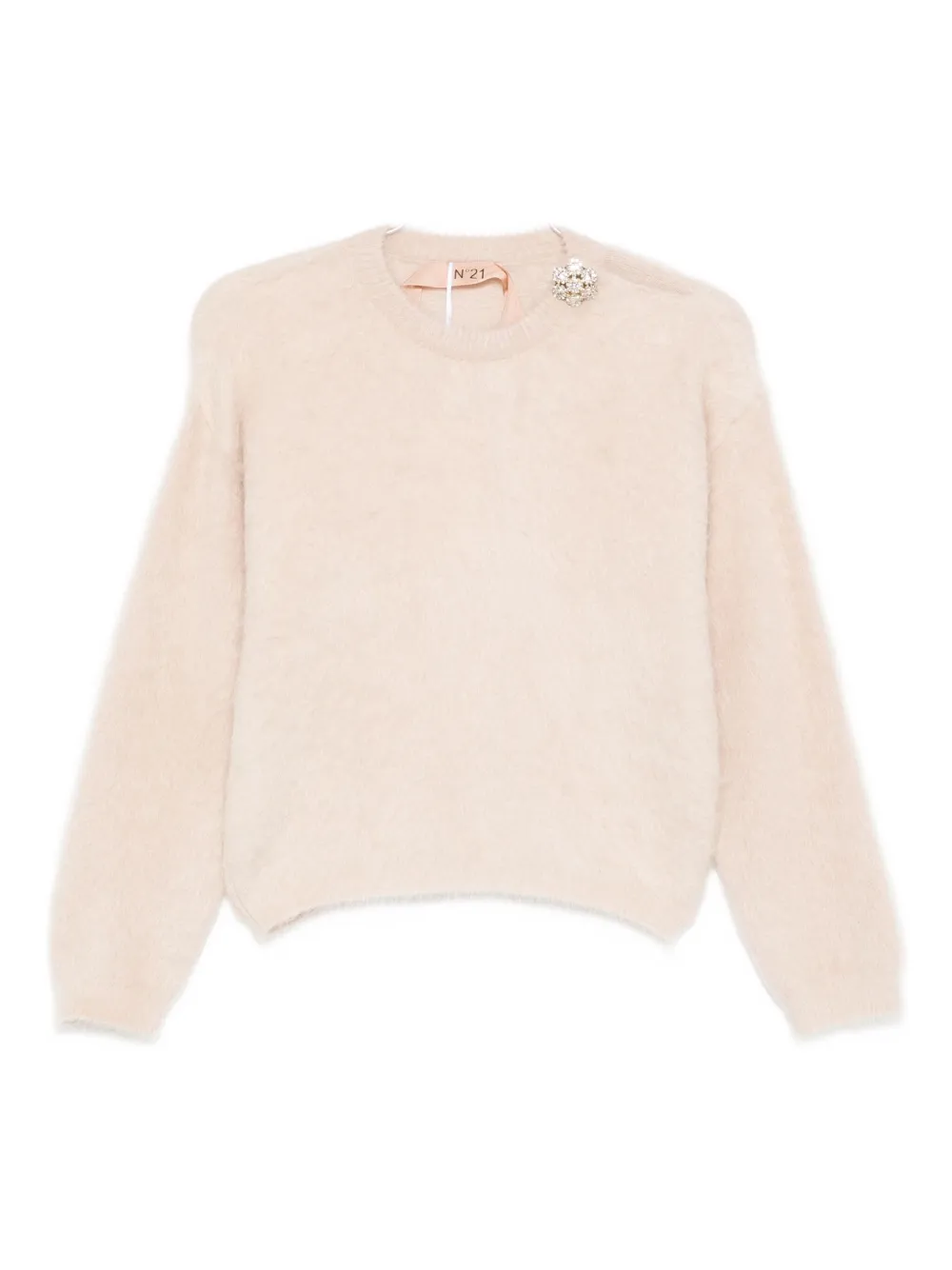 N°21 Embellished Fluffy Sweater In Pink