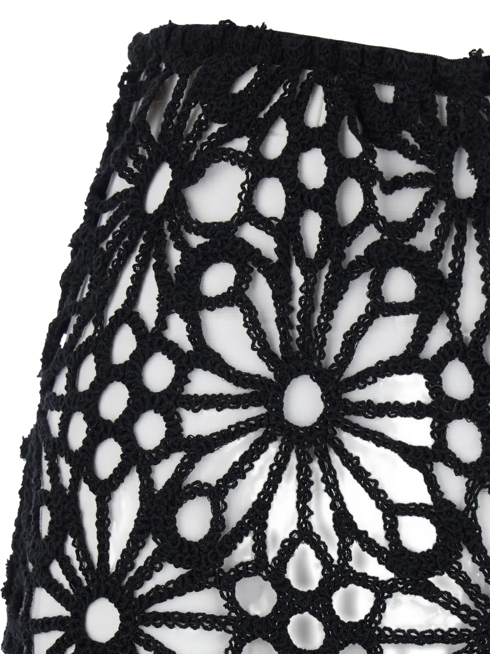 Norma Kamali flower-crochet trousers Zwart