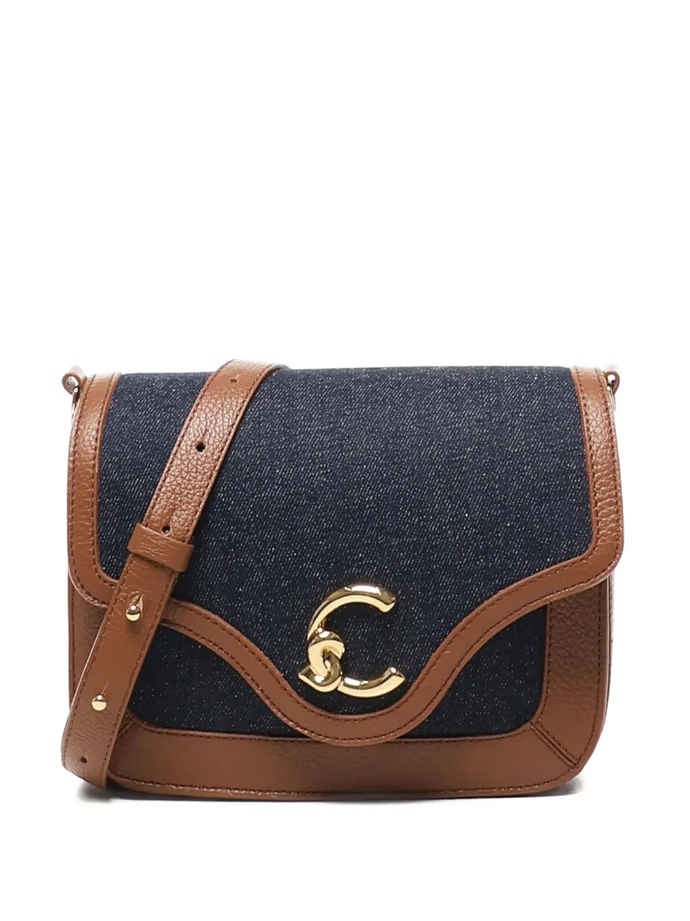 Coccinelle Denim leren schoudertas Blauw