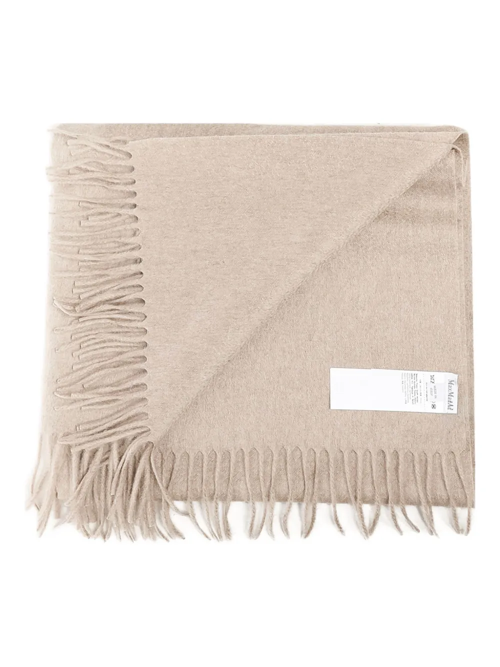 Max Mara Kasjmier sjaal met franje Beige