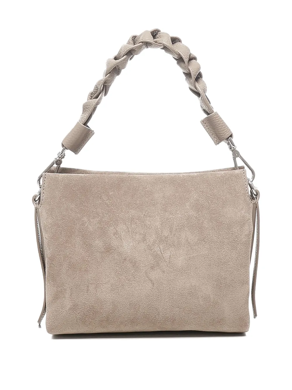 Coccinelle Suède schoudertas met gevlochten handvat Beige
