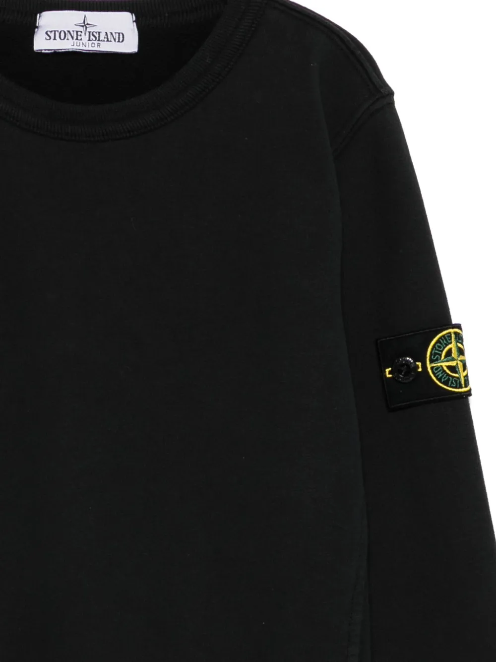 Stone Island Junior logo-patch crew-neck sweatshirt Zwart