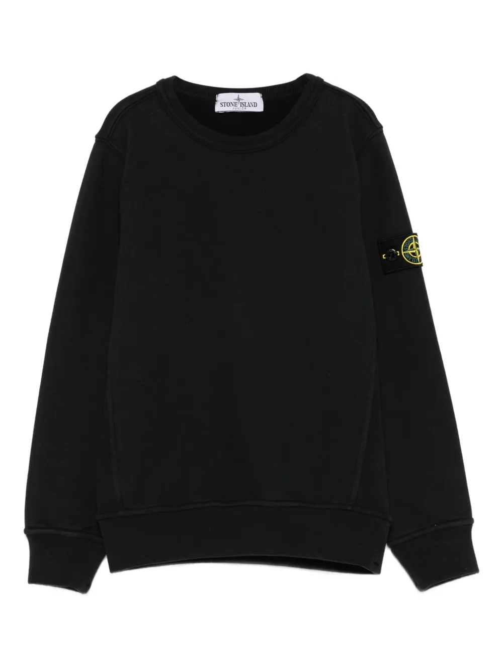 Stone Island Junior logo-patch crew-neck sweatshirt Zwart