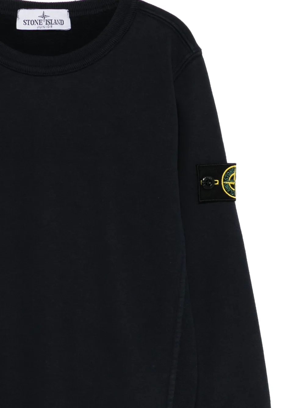 Stone Island Junior logo-patch crew-neck sweatshirt Blauw