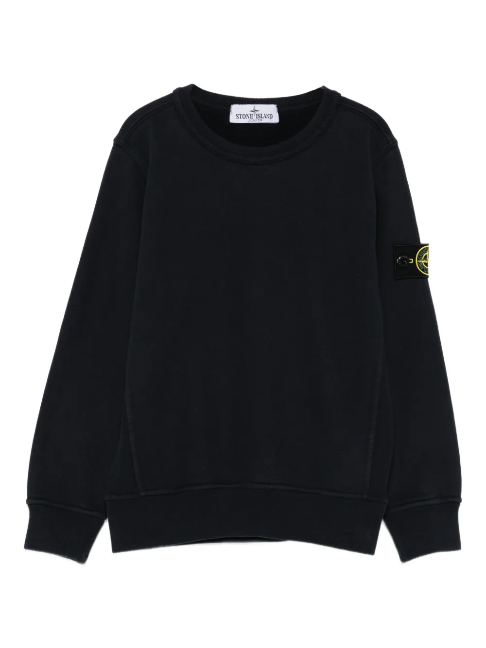 Stone Island Junior logo-patch crew-neck sweatshirt Blauw