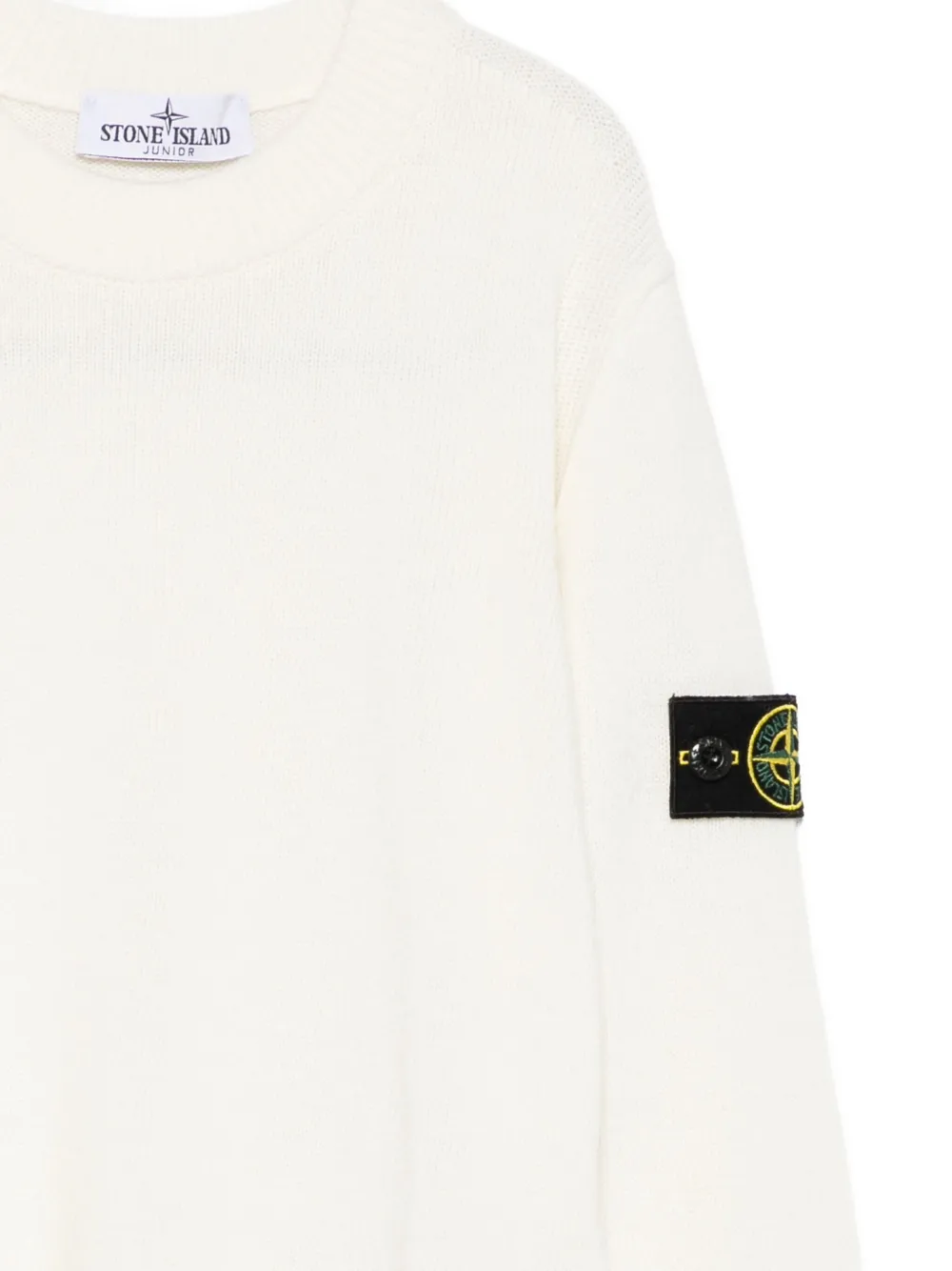 Stone Island Junior patch-pocket crew-neck jumper Beige