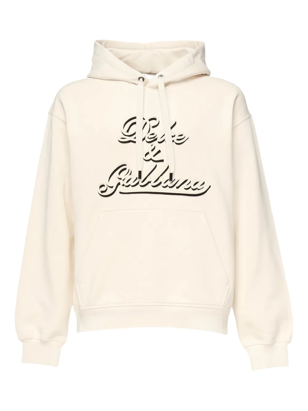 Dolce & Gabbana logo-applique hooded sweatshirt Beige