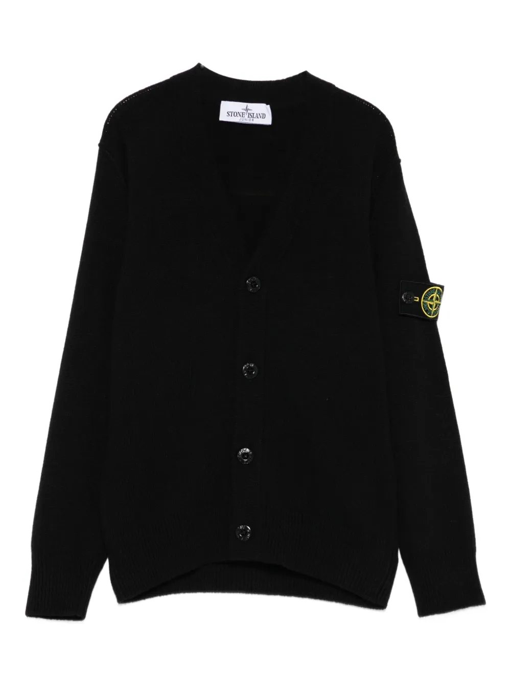 Stone Island Junior logo-patch cardigan | Black | Image 1
