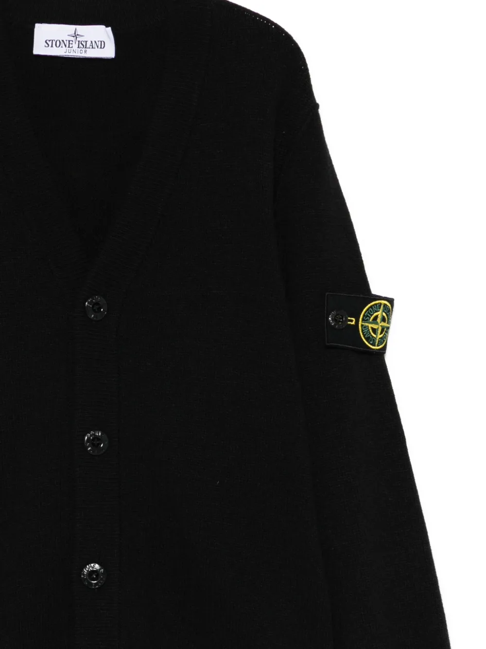 Stone Island Junior logo-patch cardigan Zwart