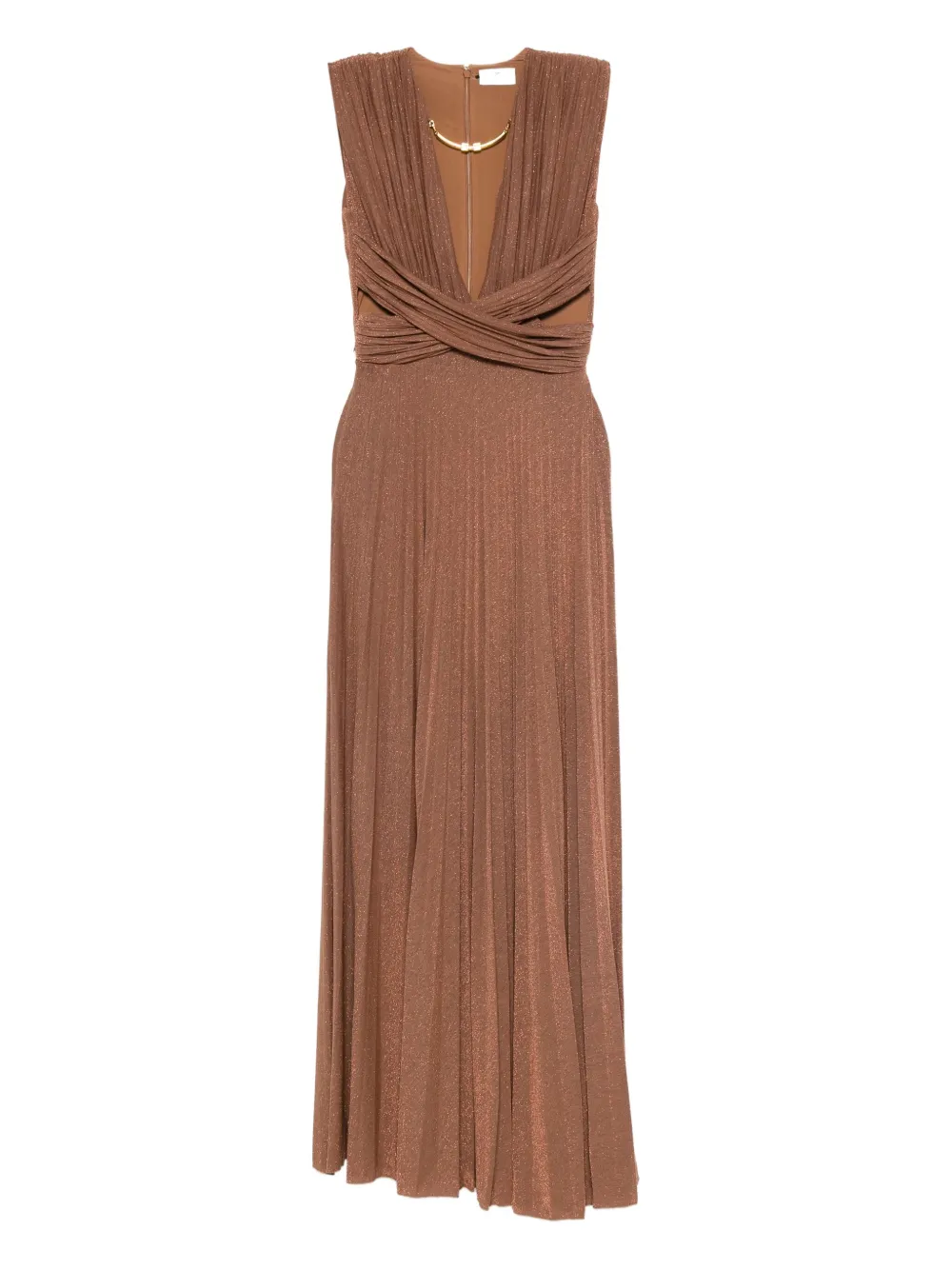 pleated cross-neck maxi dress