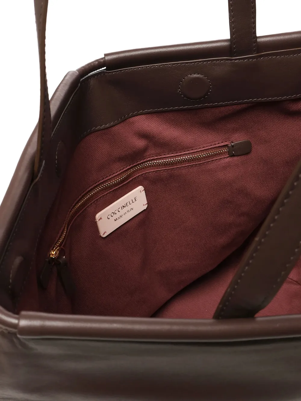 Coccinelle ring-detail leather shoulder bag Bruin