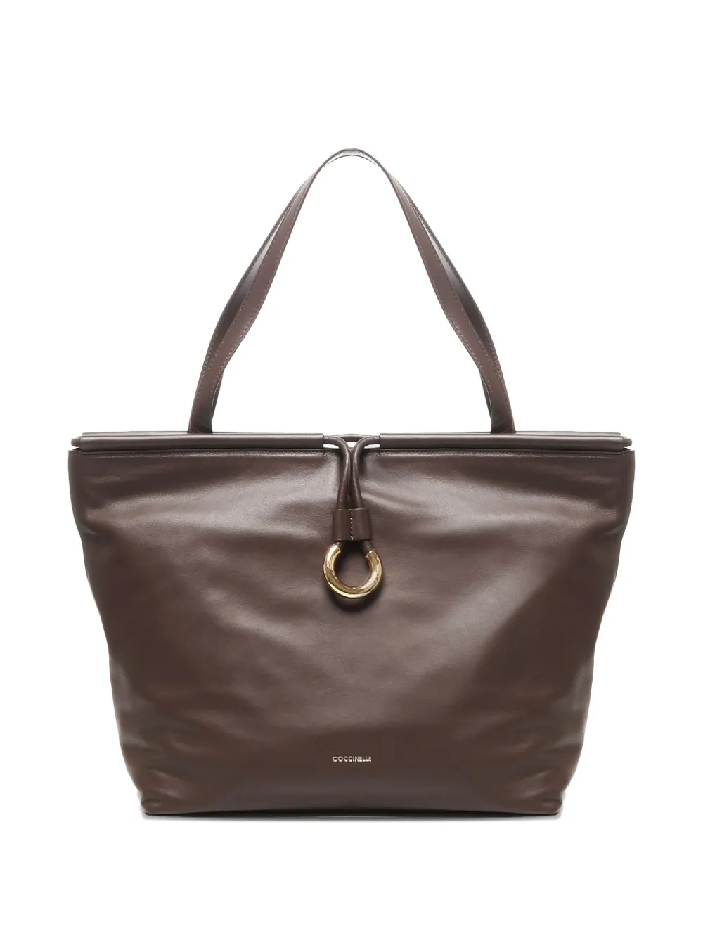 Coccinelle ring-detail leather shoulder bag Bruin