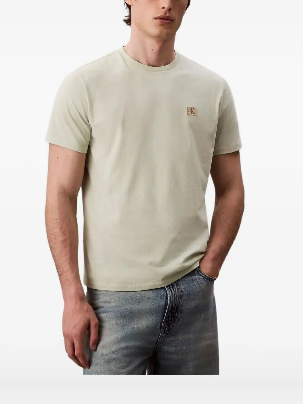 Calvin Klein logo-plaque cotton polo shirt | Green | Image 1