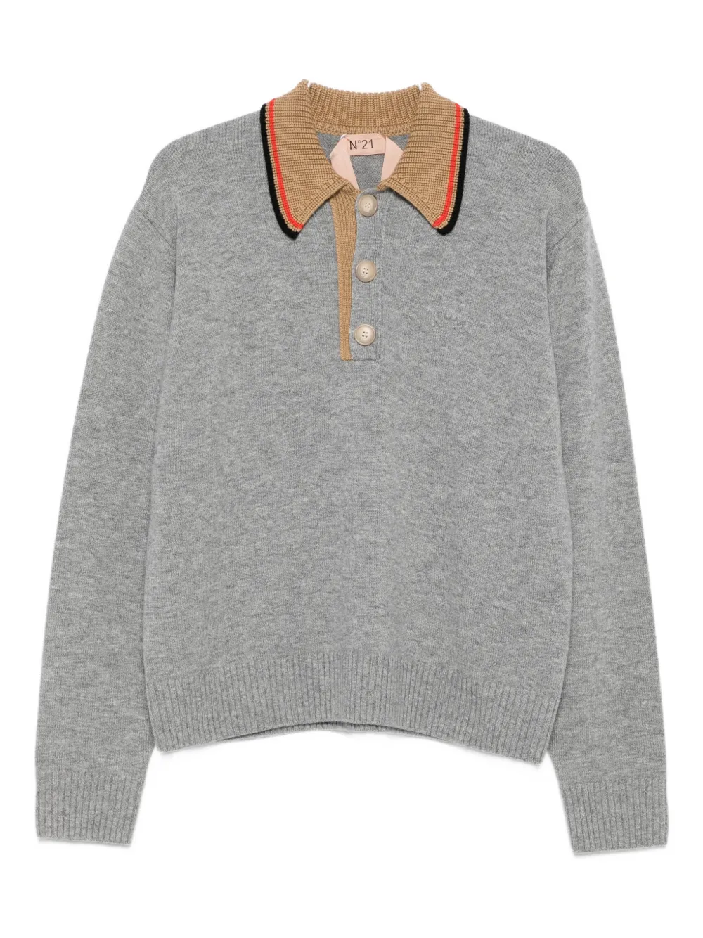 N°21 Buttoned Wool Sweater In Gray