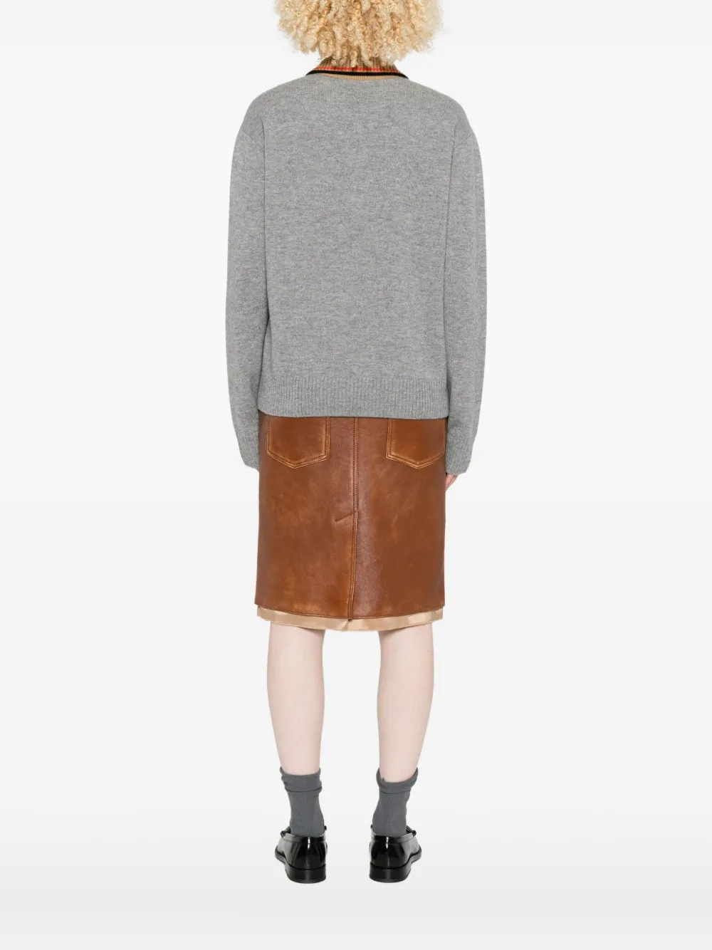 N°21 Buttoned Wool Sweater In Gray