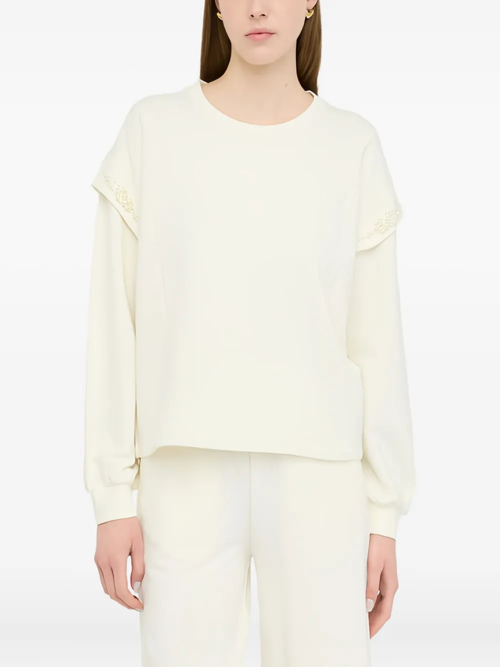 Liu •jo Pearl-embellished Sweatshirt In Yellow