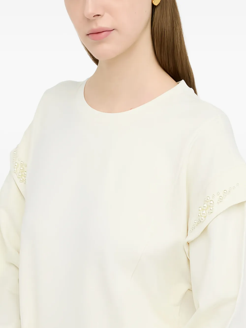 Liu •jo Pearl-embellished Sweatshirt In Yellow