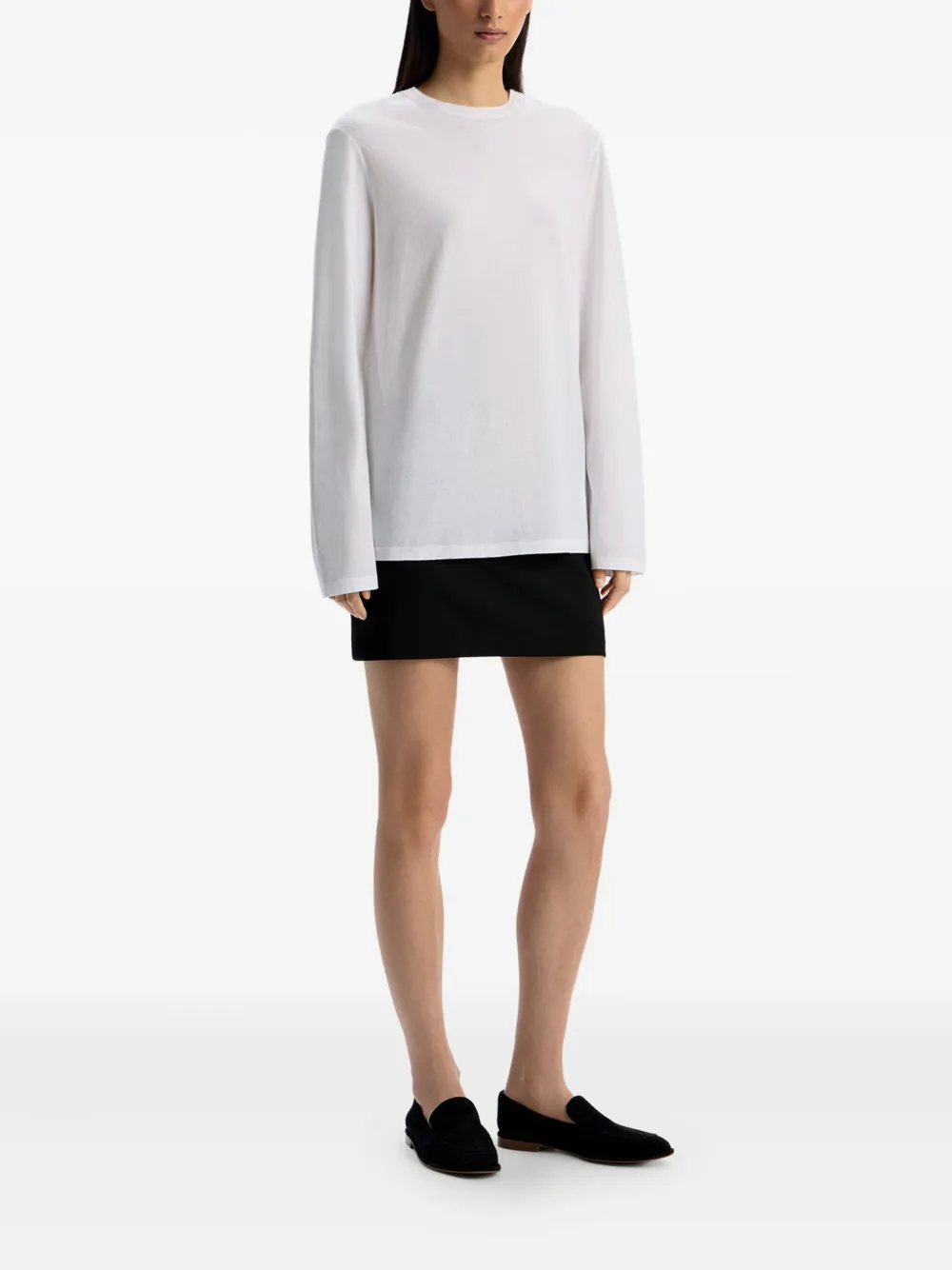 12 STOREEZ Katoenen T-shirt met lange mouwen Wit