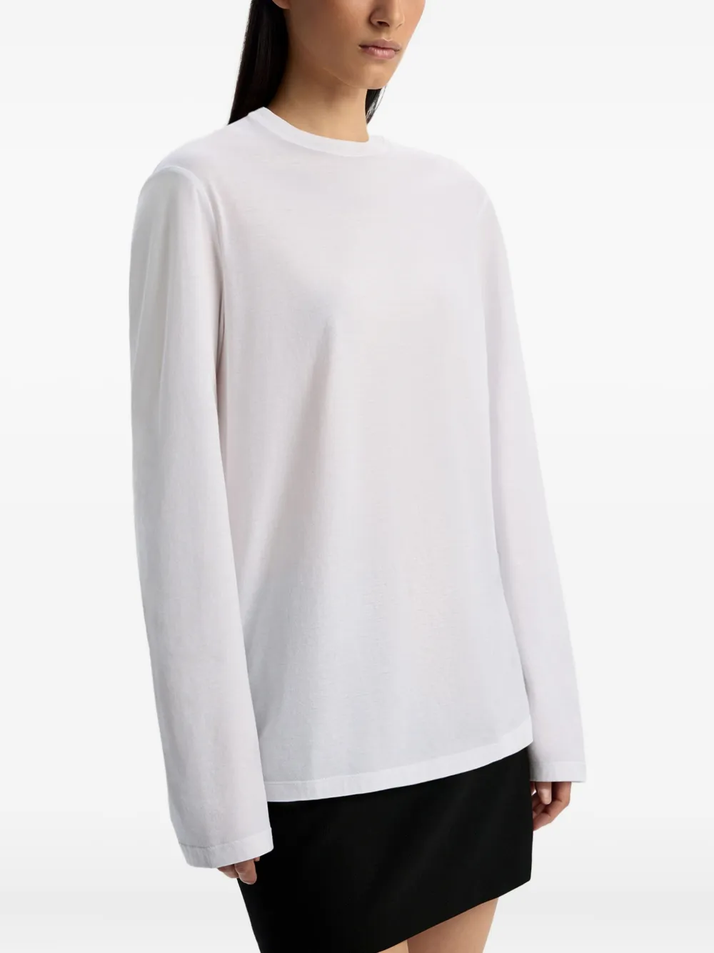 12 STOREEZ Katoenen T-shirt met lange mouwen Wit