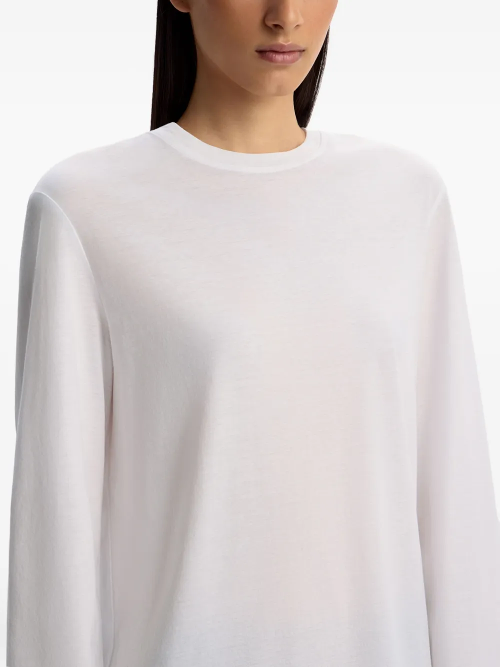 12 STOREEZ Katoenen T-shirt met lange mouwen Wit
