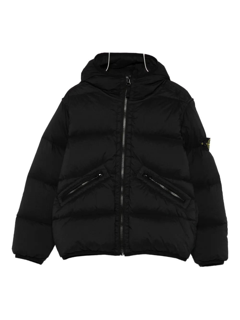 Stone Island Junior hooded puffer jacket Zwart