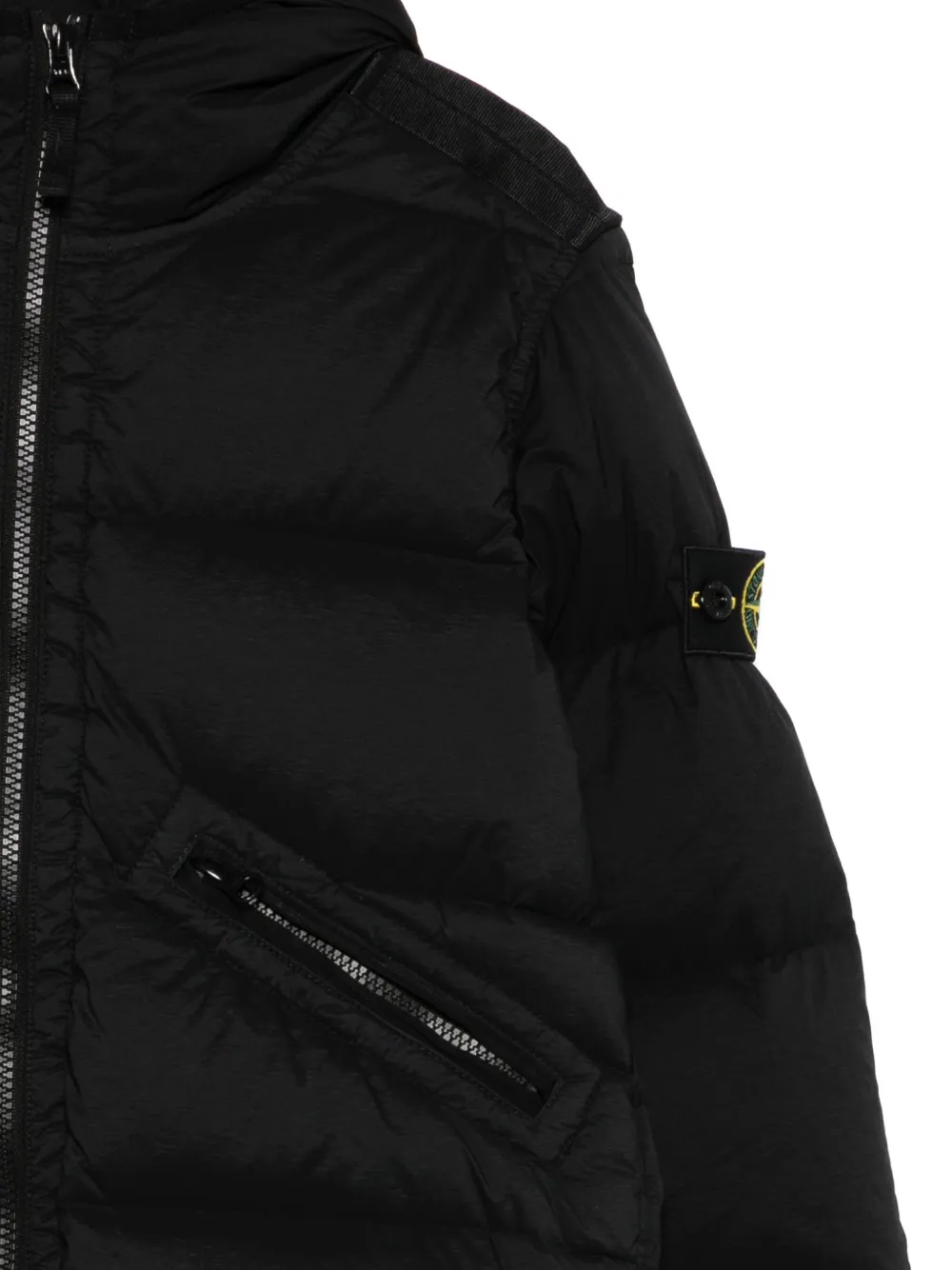 Stone Island Junior hooded puffer jacket Zwart