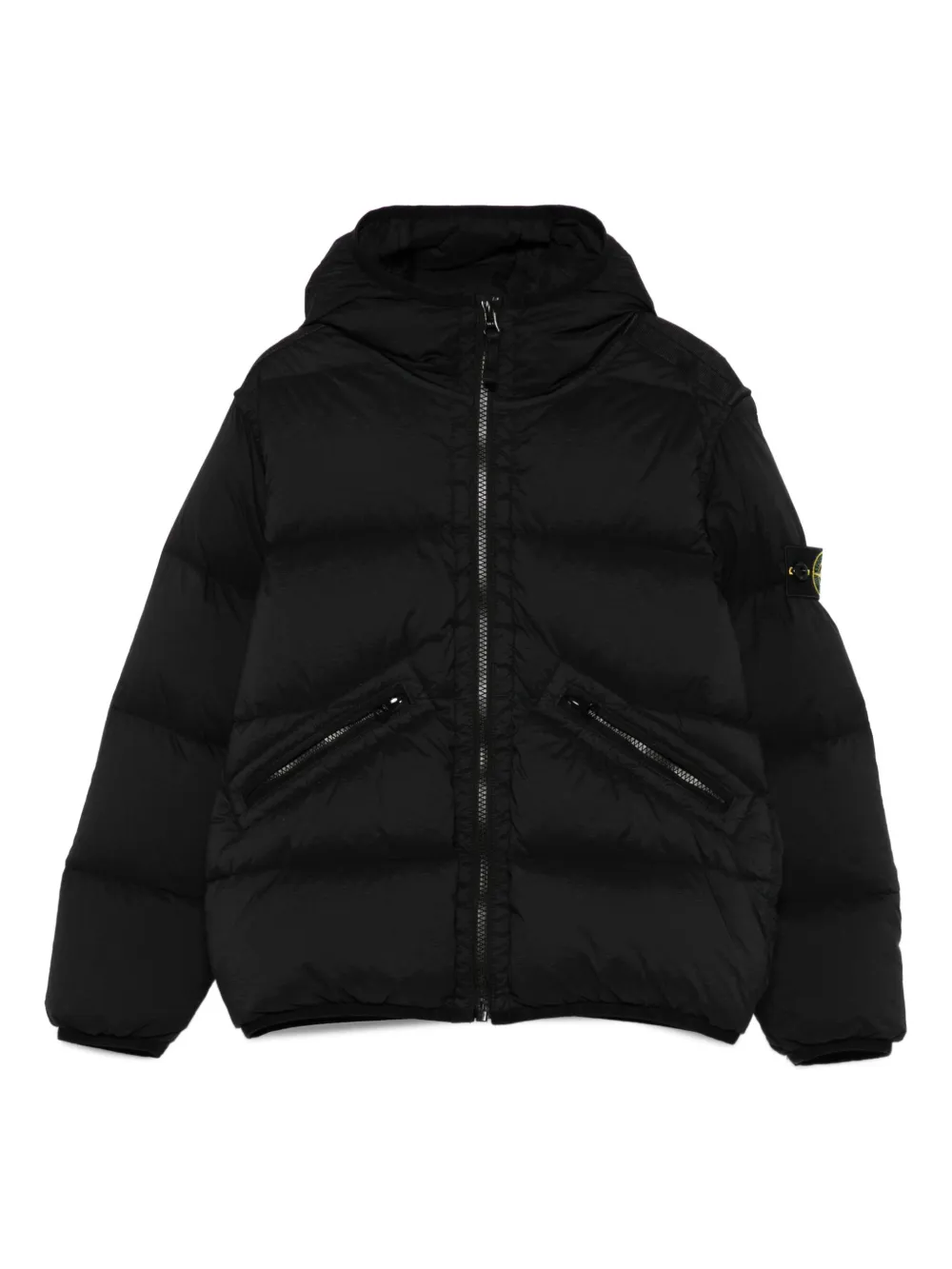 Stone Island Junior hooded puffer jacket Zwart