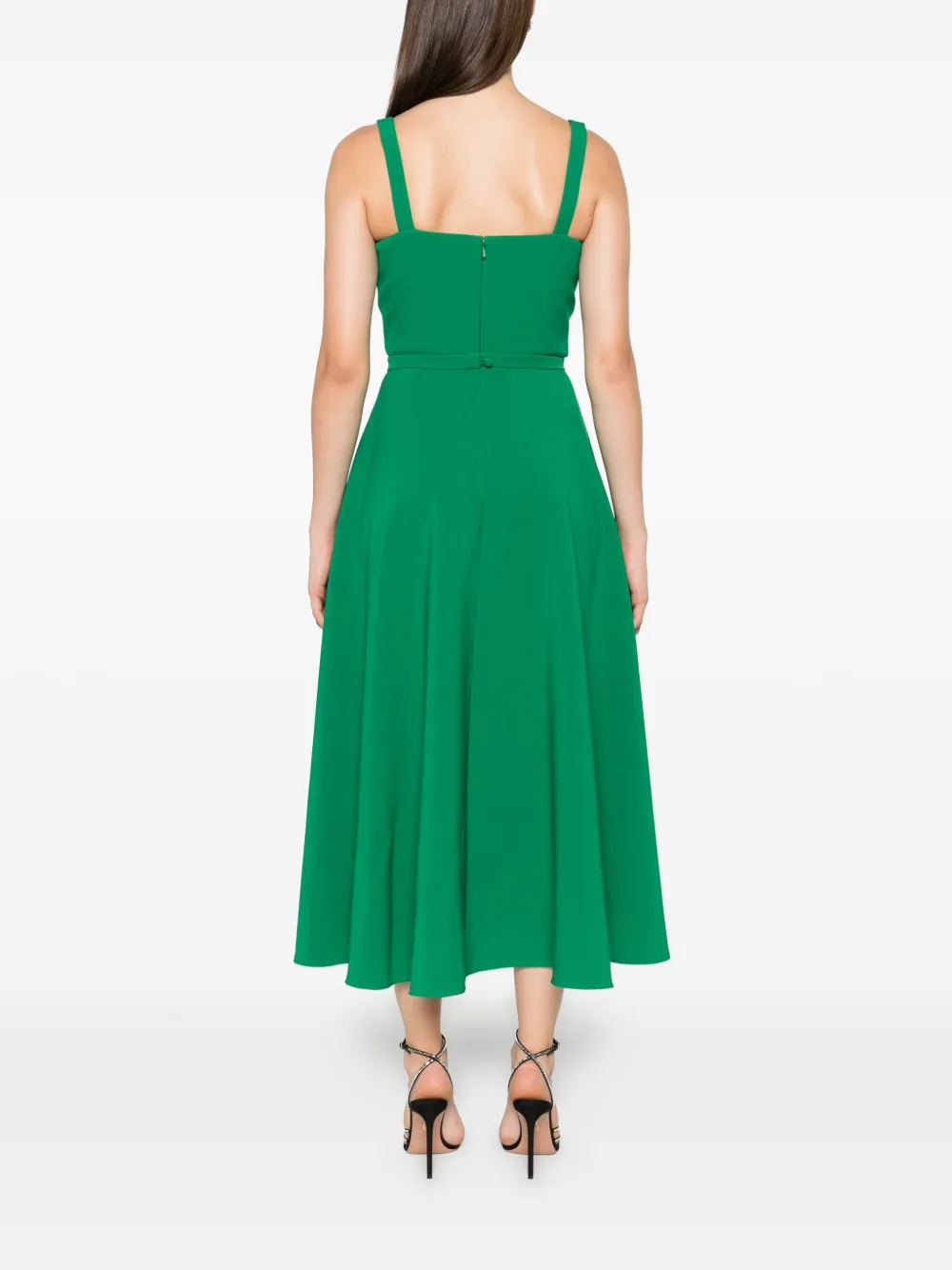 Safiyaa Flared midi-jurk met vierkante hals Groen