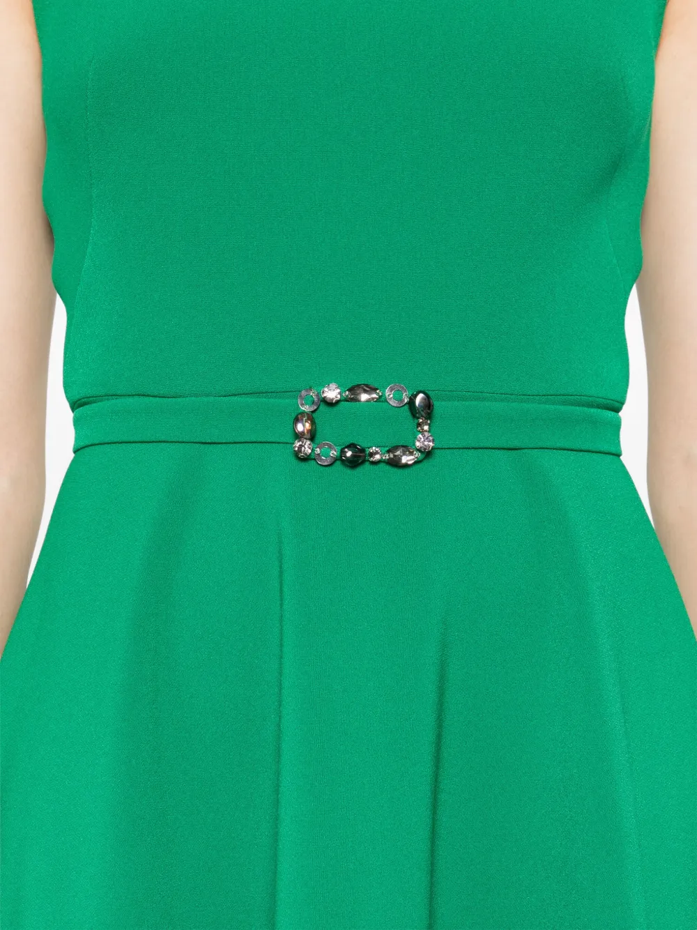 Safiyaa Flared midi-jurk met vierkante hals Groen