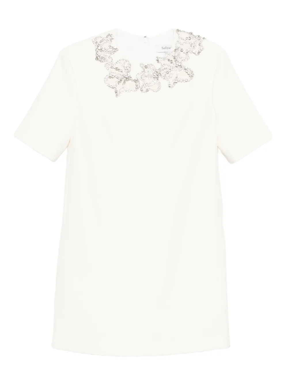 Safiyaa Verfraaide mini-jurk met korte mouwen Beige