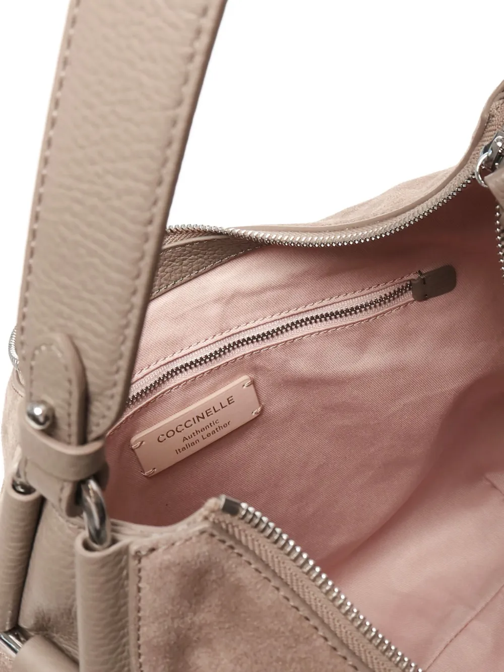 Coccinelle Suède leren schoudertas Beige