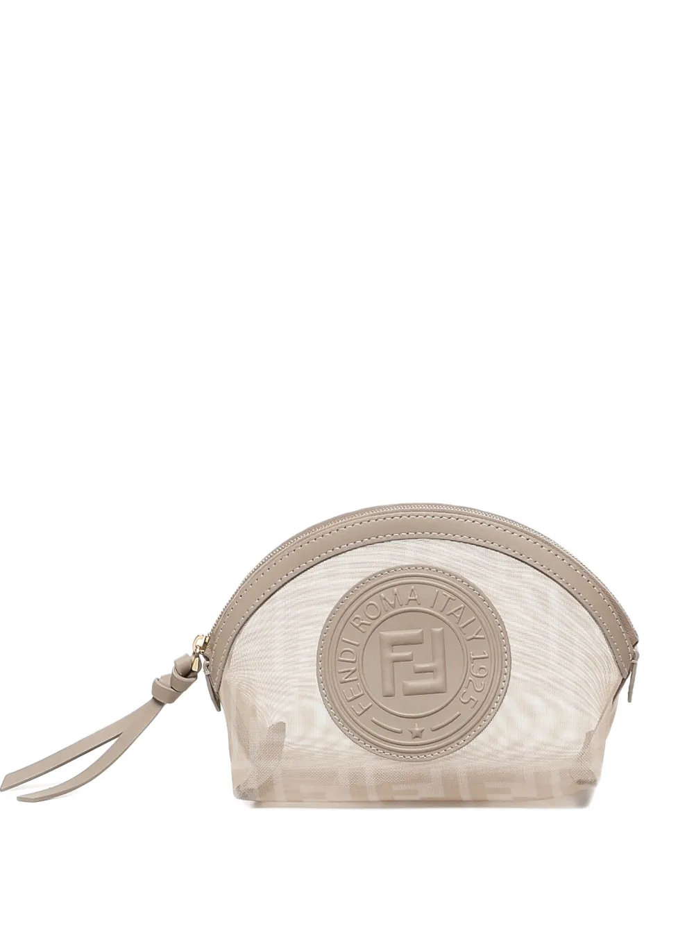 FENDI FF-logo mesh make up bag Beige